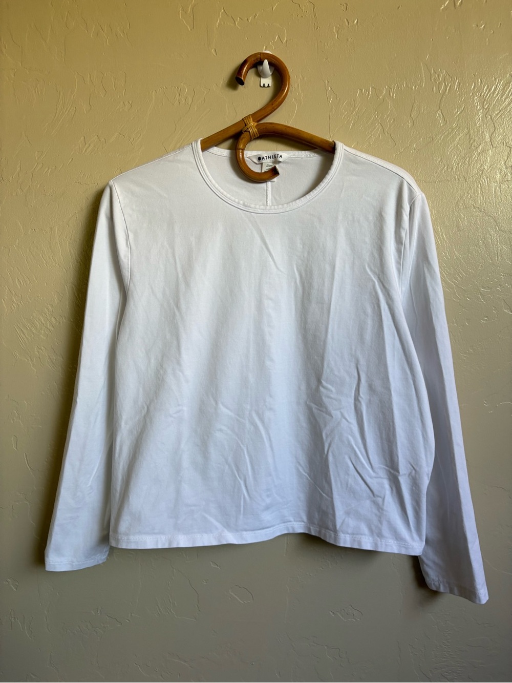 Athleta Essential Top White Long Sleeve Supima Cotton Shirt Size Large 828716